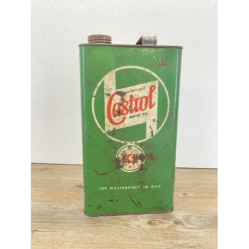 283 - Two mid 20th century advertising oil cans, one Castrol and one Esso Blue