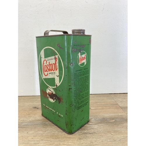 283 - Two mid 20th century advertising oil cans, one Castrol and one Esso Blue