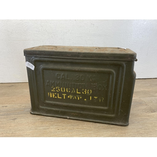 286 - Two items, one Canco green metal ammunition box and one Monitor no. 132A brass blow torch