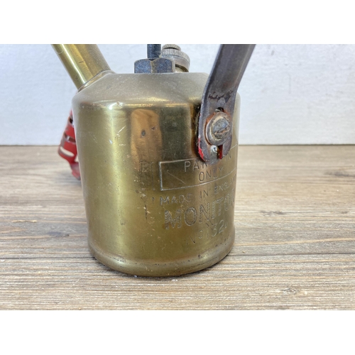 286 - Two items, one Canco green metal ammunition box and one Monitor no. 132A brass blow torch