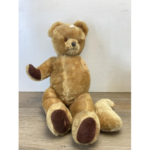 301 - Two vintage blonde articulated teddy bears - largest approx. 62cm tall