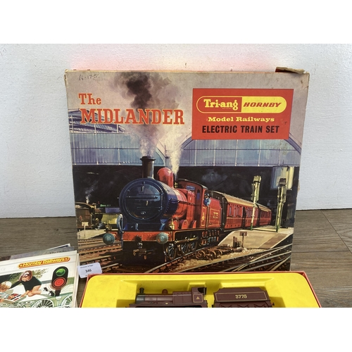 346 - A collection of model railway catalogues and booklets together with a boxed Hornby 'The Midlander' e... 