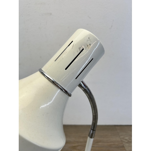 494 - A vintage white metal goose neck desk lamp