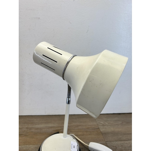 494 - A vintage white metal goose neck desk lamp