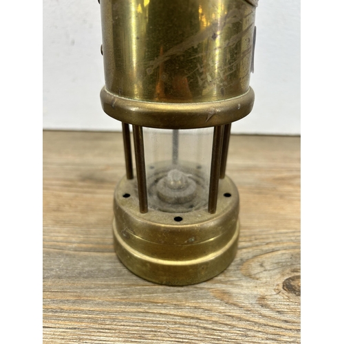 498 - A Hockley Lamp & Limelight Company brass miners lamp - approx. 23cm high