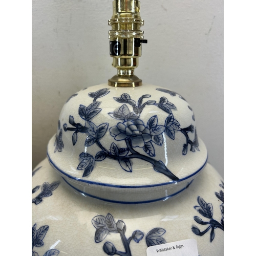 503 - A pair of India Jane blue and white ceramic table lamps - approx. 42cm high