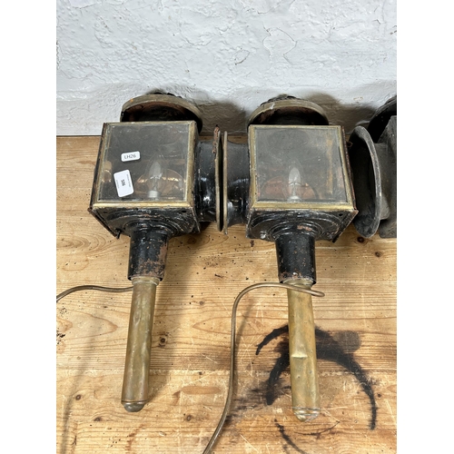 506 - Four vintage coach lanterns