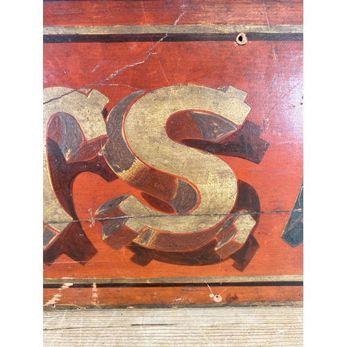 526 - A vintage hand painted wooden 