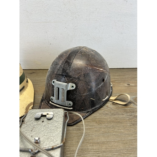 534 - Two 1960s plastic miners safety helmets, one The Cromwell and one Texolex