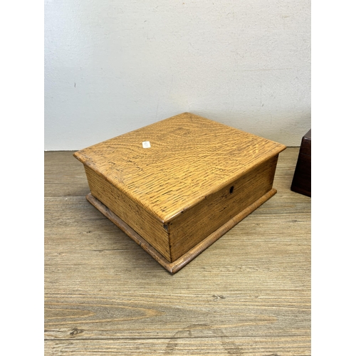 547 - Two wooden boxes, one 19th century rosewood and one mid 20th century oak