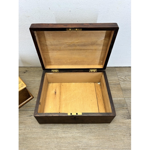 547 - Two wooden boxes, one 19th century rosewood and one mid 20th century oak