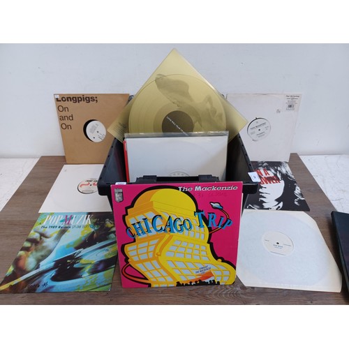 727 - A box containing a large collection of records to include The Blue Nile (sealed), XTC 'Black Sea', J... 