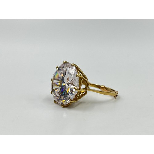 1178 - A hallmarked London 9ct gold clear gemstone cocktail ring, size P - approx. gross weight 14.46 grams