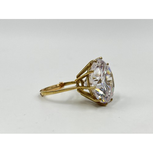 1178 - A hallmarked London 9ct gold clear gemstone cocktail ring, size P - approx. gross weight 14.46 grams