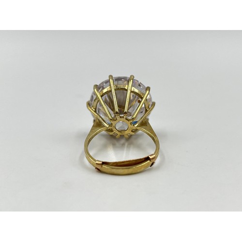 1178 - A hallmarked London 9ct gold clear gemstone cocktail ring, size P - approx. gross weight 14.46 grams