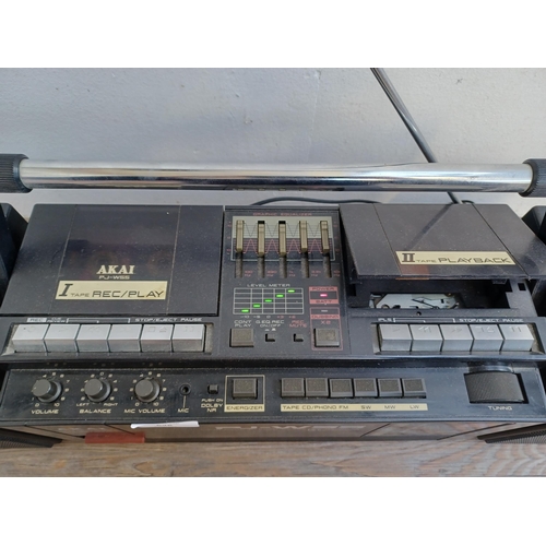 648 - A mid 1980s Akai PJ-W55 portable stereo four-band radio/Dolby twin cassette