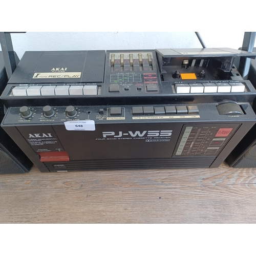 648 - A mid 1980s Akai PJ-W55 portable stereo four-band radio/Dolby twin cassette