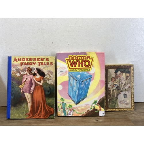 481 - A collection of vintage books and annuals to include Doctor Who Journey Through Time, Andersen's Fai... 