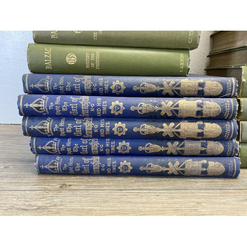 489 - Twenty antique hardback books, fifteen Balzac and five the Right Honourable Benjamin Disraeli