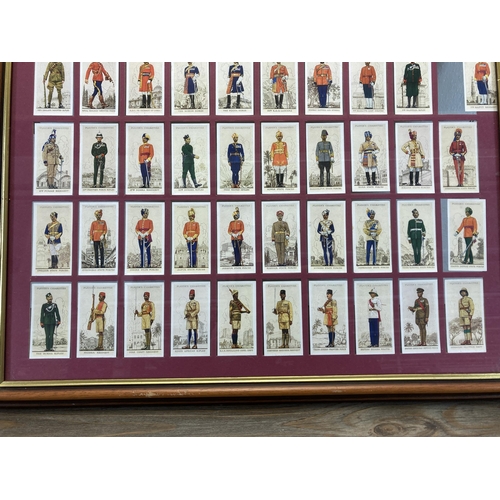 491 - A framed collection of 1930s John Player & Sons Military Uniforms of the British Empire Overseas cig... 