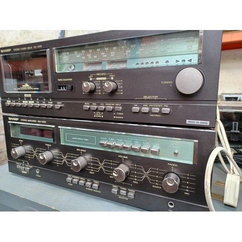 666 - Two items of vintage Sharp hi-fi, one RS-1266 three-band tuner/Dolby cassette deck and one SM-1266 a... 