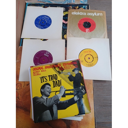 711 - A box containing a collection of vinyl records to include The Who 'Odds & Sods' (Die-cut front, brai... 