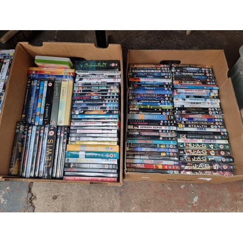 906 - Five boxes containing a large quantity of DVDs and DVD boxsets