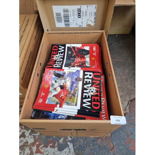 933 - A box containing a large quantity of United Review football programs