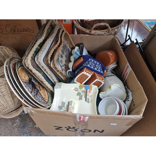 955 - A box containing house clearance items to include Flair Rugs Simplicity Sherborne 150cm x 80cm rug, ... 