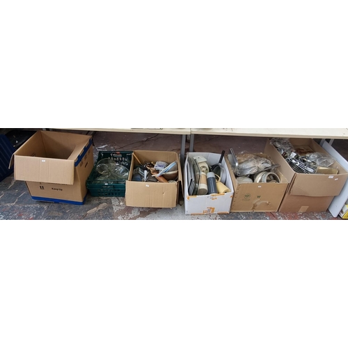 977 - Six boxes containing kitchenware and ceramics