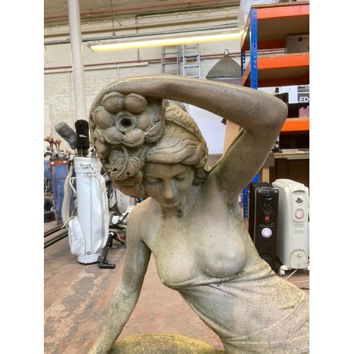 899 - A cast stone nude lady water fountain statue - approx. 132cm high