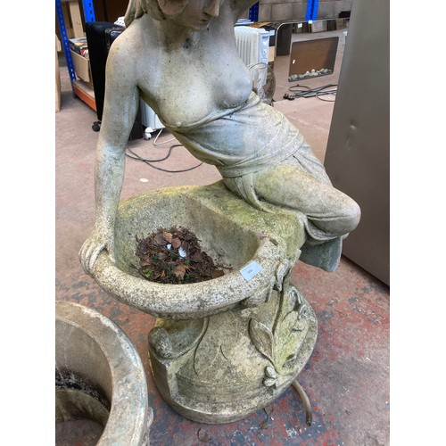 899 - A cast stone nude lady water fountain statue - approx. 132cm high