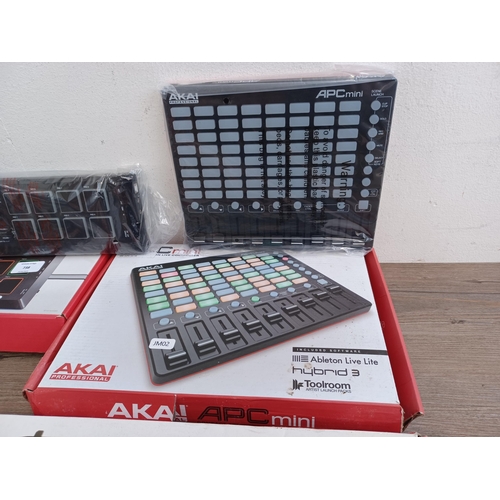 738 - Three boxed Akai items, one MPX8 mobile SD sample player, one APC Mini compact Ableton live controll... 