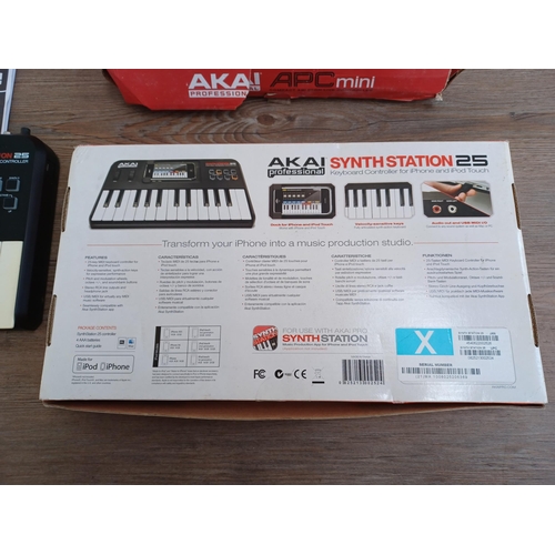 738 - Three boxed Akai items, one MPX8 mobile SD sample player, one APC Mini compact Ableton live controll... 