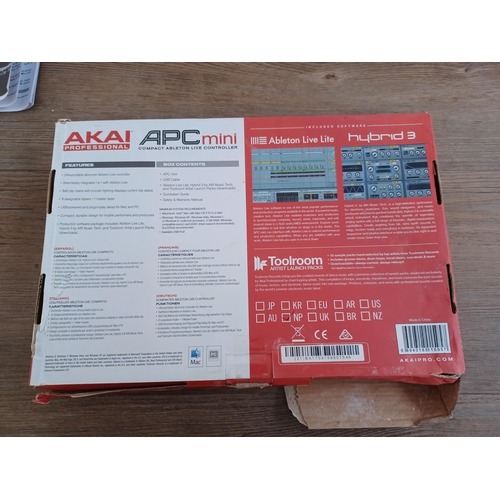 738 - Three boxed Akai items, one MPX8 mobile SD sample player, one APC Mini compact Ableton live controll... 