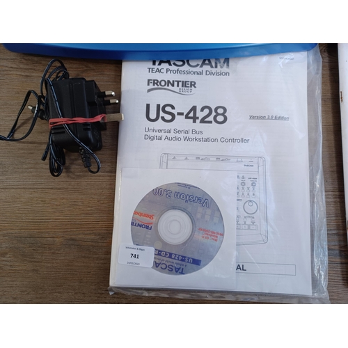 741 - Two Tascam US-428 universal serial bus digital audio workstation controllers, one boxed with instruc... 