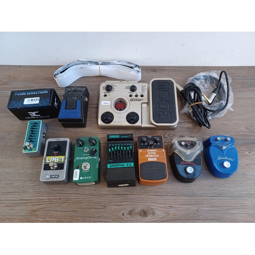 756 - A collection of guitar foot pedals to include Yamaha GE-10MII graphic EQ, Zoom G1XN multieffects, Jo... 