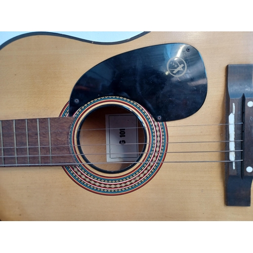 758 - Three musical instruments, one Herald ¾ size nylon strung classical guitar, one Kay G101 ¾ size stee... 