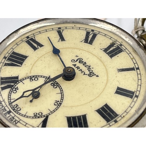 1254 - A mid 20th century boxed Services Army open face hand wind pocket watch