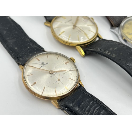 1262 - Three vintage mechanical men's wristwatches, Trebex, Revano and Perona