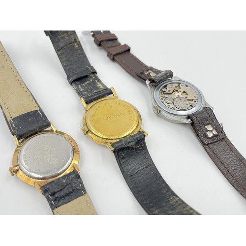 1262 - Three vintage mechanical men's wristwatches, Trebex, Revano and Perona