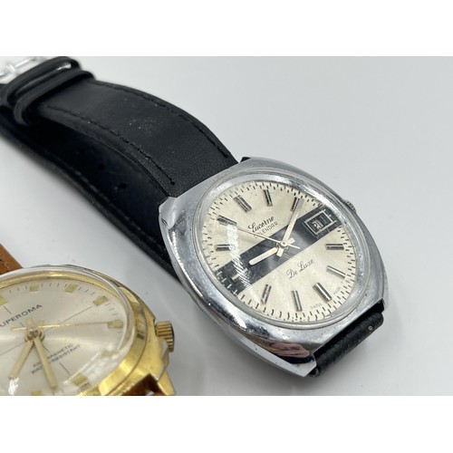 1264 - Two vintage mechanical men's wristwatches, one Lucerne Calendar De Luxe and one Superoma