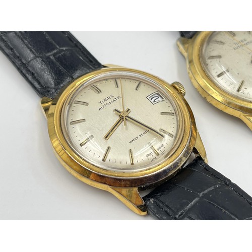 1272 - Two vintage Timex automatic 37mm men's wristwatches