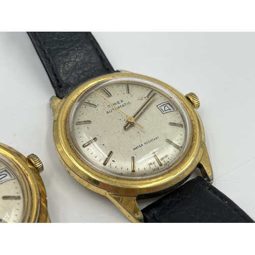 1272 - Two vintage Timex automatic 37mm men's wristwatches