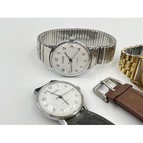 1274 - Five Sekonda mechanical and quartz men's wristwatches, the mechanical and two quartz