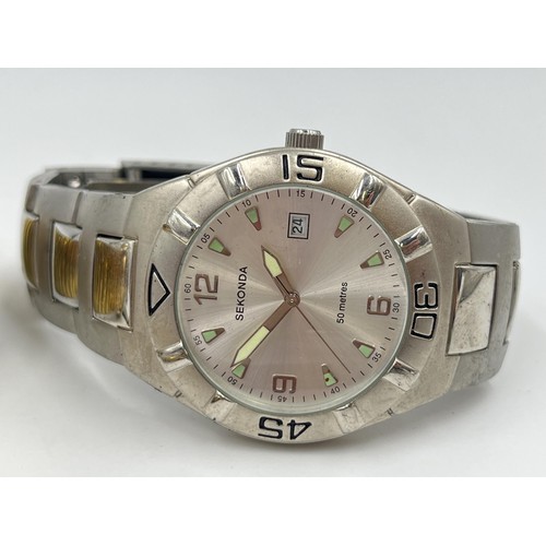 1278 - Four Sekonda mechanical and quartz men's wristwatches, two mechanical and two quartz