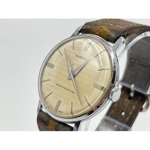 1282 - A vintage Inventic cal. EB 8800-2 mechanical 34mm men's wristwatch with textured dial and ED Kummer ... 