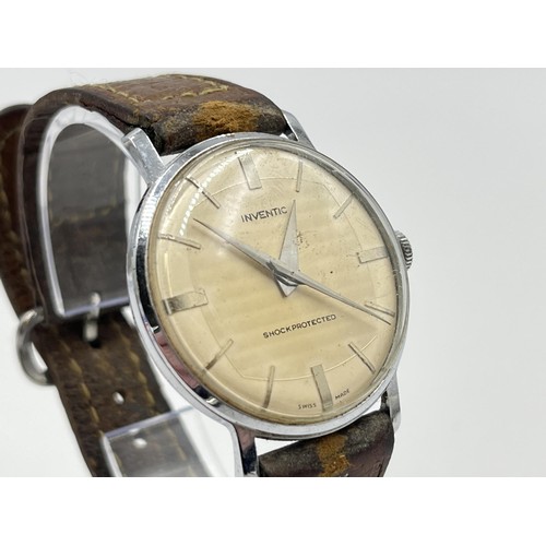 1282 - A vintage Inventic cal. EB 8800-2 mechanical 34mm men's wristwatch with textured dial and ED Kummer ... 