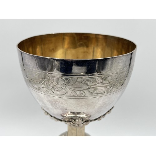 1331 - A 19th century Elkington & Co silver plated communion cup/chalice, circa 1860 - approx. 22cm high