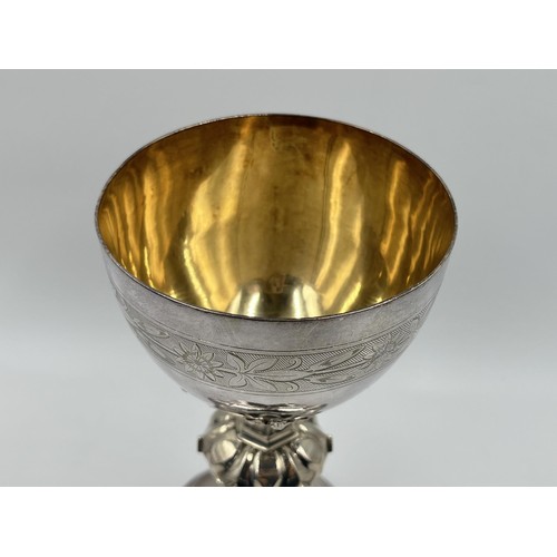 1331 - A 19th century Elkington & Co silver plated communion cup/chalice, circa 1860 - approx. 22cm high